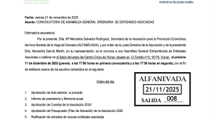Convocatoria de Asamblea General Ordinaria de Entidades Asociadas